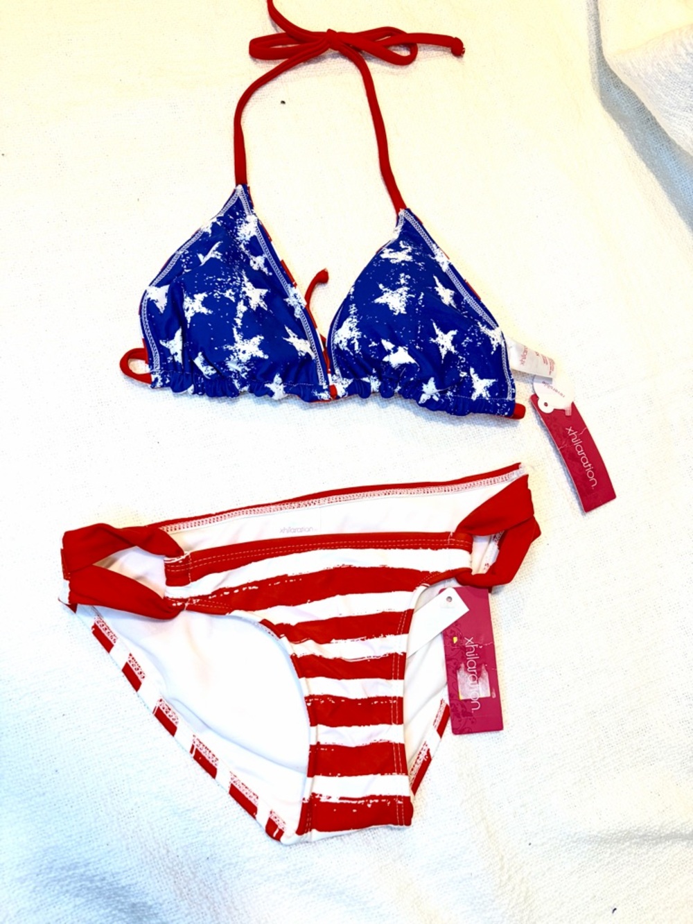 Xhilaration Red White Blue Reversible Stars Or Stripes Bikini Top/bottom